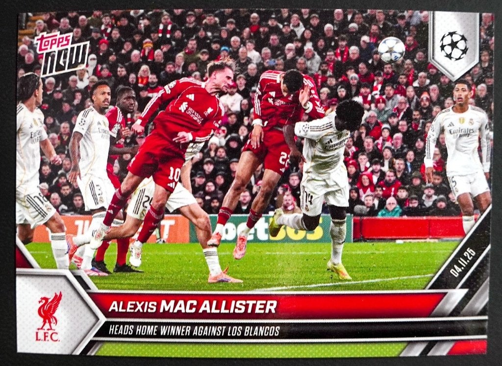 Mac Allister Topps NOW 045 Liverpool Real Madrid Winner, Ophalen of Verzenden, Zo goed als nieuw, Buitenlandse clubs, Spelerskaart