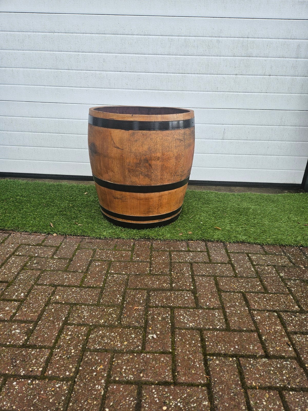 Wijnvat bloembak / regenton - Diverse maten, Gebruikt, Rond, Ophalen of Verzenden, Balkon