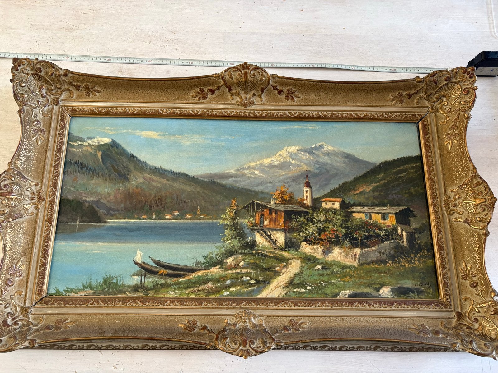 Olieverfschilderij Alpenlandschapen rondom München, Doek, Ophalen of Verzenden, Gesigneerd, Landschap