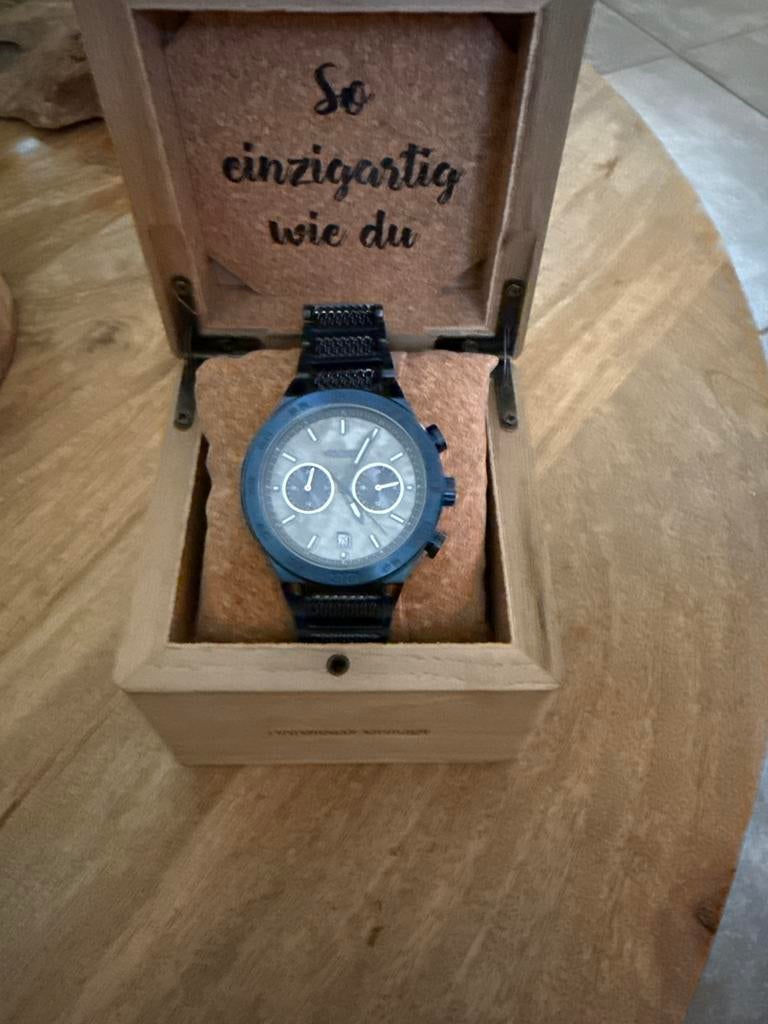 Herenhorloge caldera marmer/blauw, Overige materialen, Polshorloge, Zo goed als nieuw, Ophalen