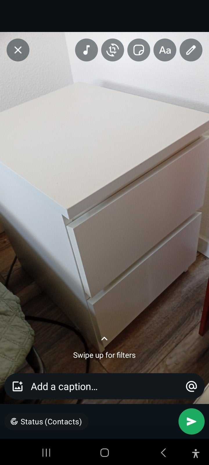 Wit nachtkastje met 2 lades, Ophalen, Overige materialen, Minder dan 50 cm, Gebruikt