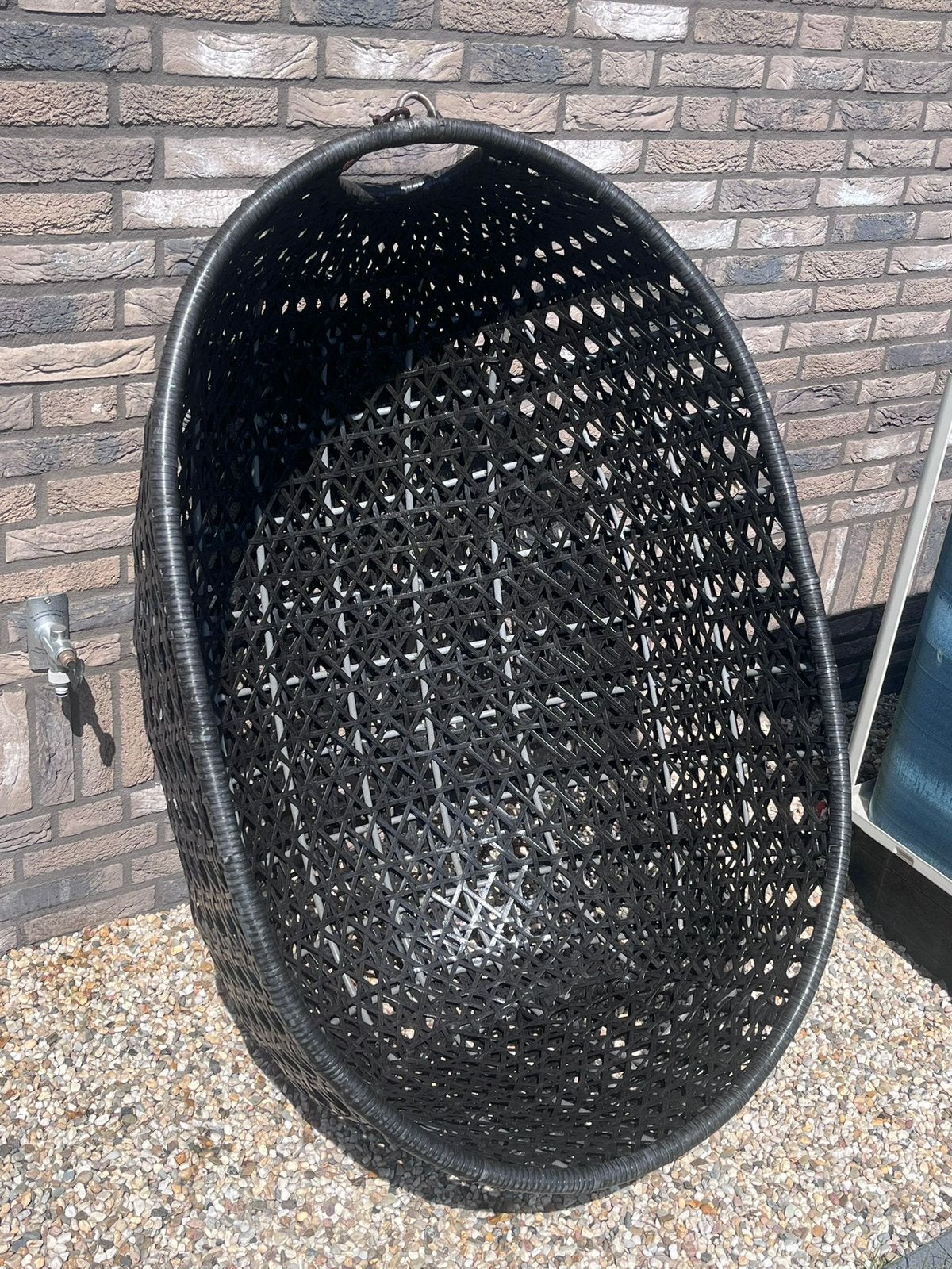 Kunstof rotan/wicker hangstoel zwart, Ophalen, Zo goed als nieuw