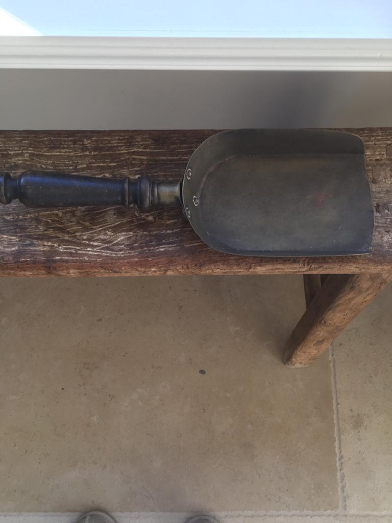 Antieke koperen schep met houten handvat - Brocante, Antiek en Kunst, Ophalen