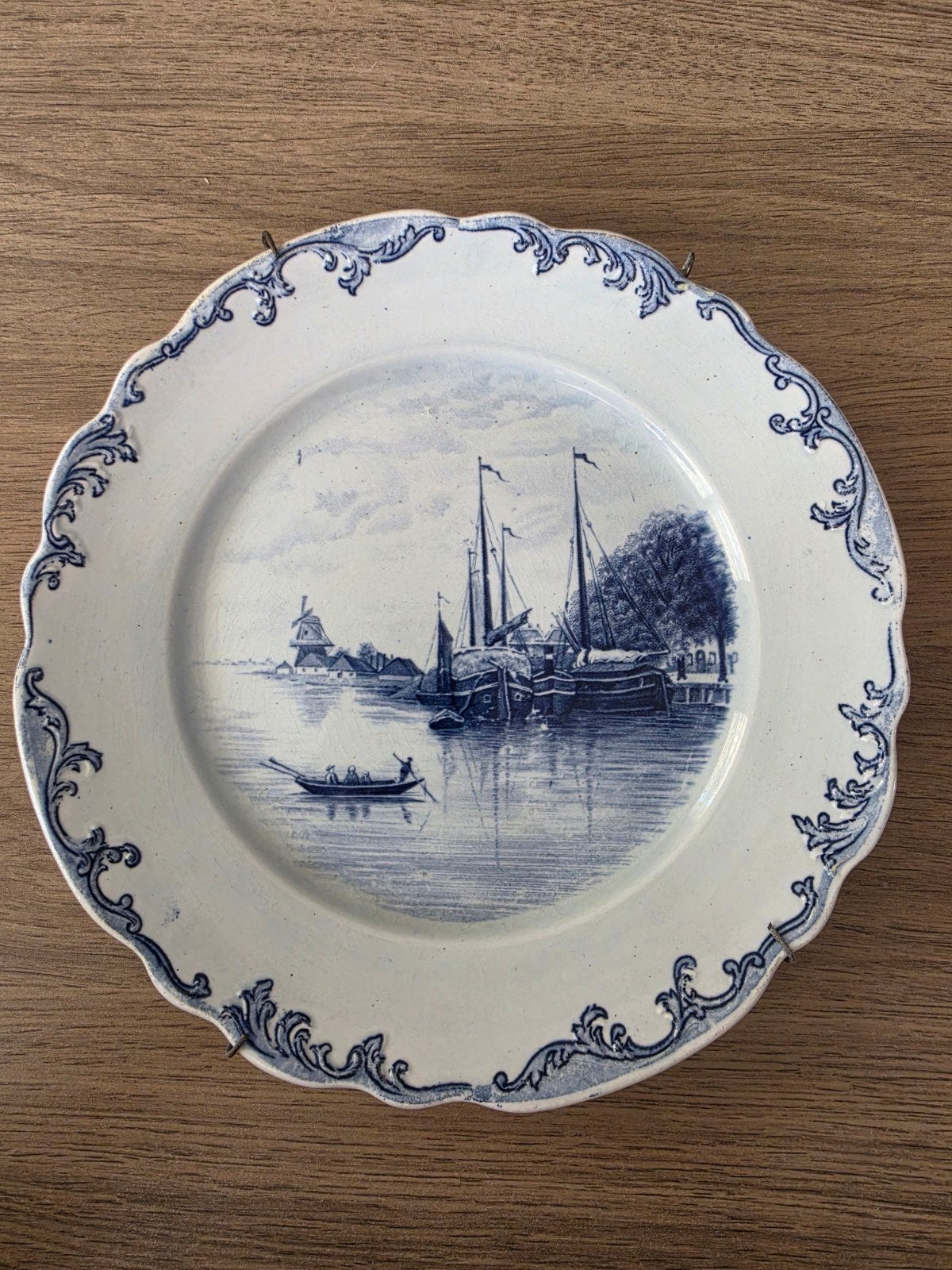 Antiek Delfts Blauw Wandbord - Hollandse Scène, Ophalen of Verzenden