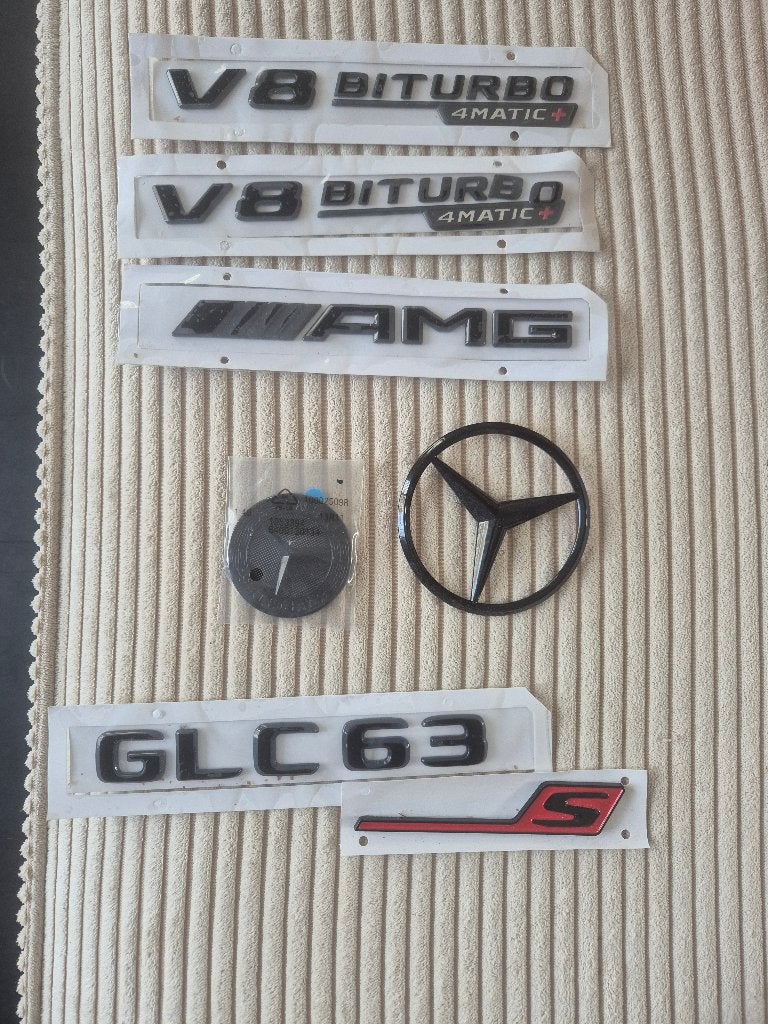 Zwart Emblemen Set / Badge Kit voor Mercedes GLC 63 S AMG, Ophalen of Verzenden