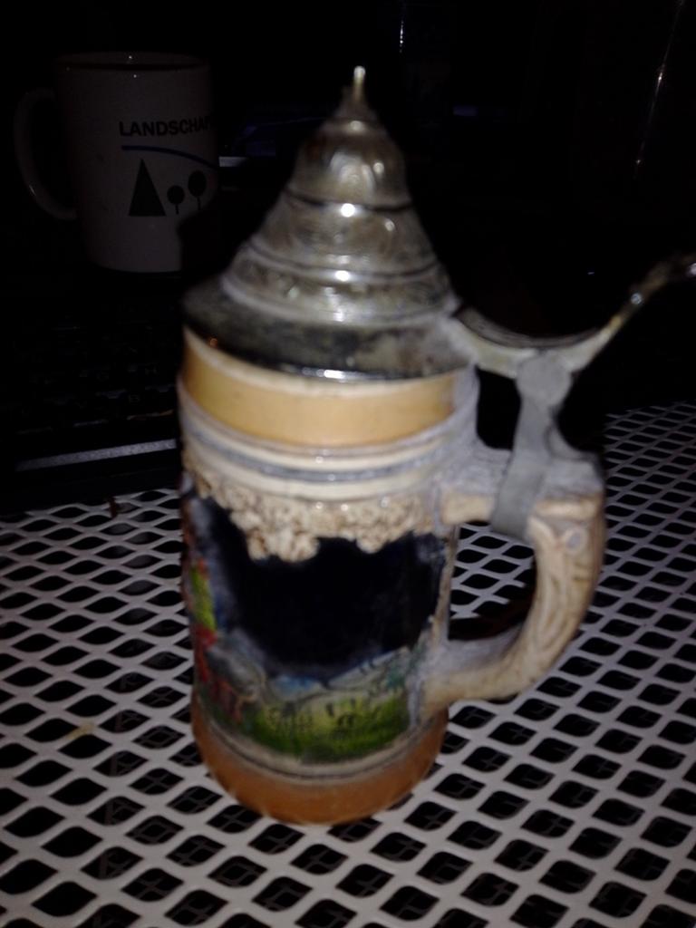 Vintage Duitse Bierpul met Deksel - Handgeschilderd, Ophalen of Verzenden