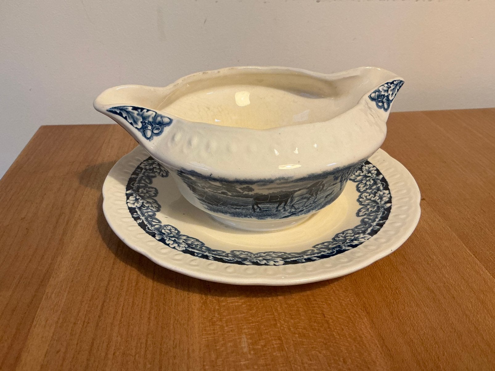 Sauskom / juskom - Boerenhoeve blauw - Société Céramique, Ophalen of Verzenden