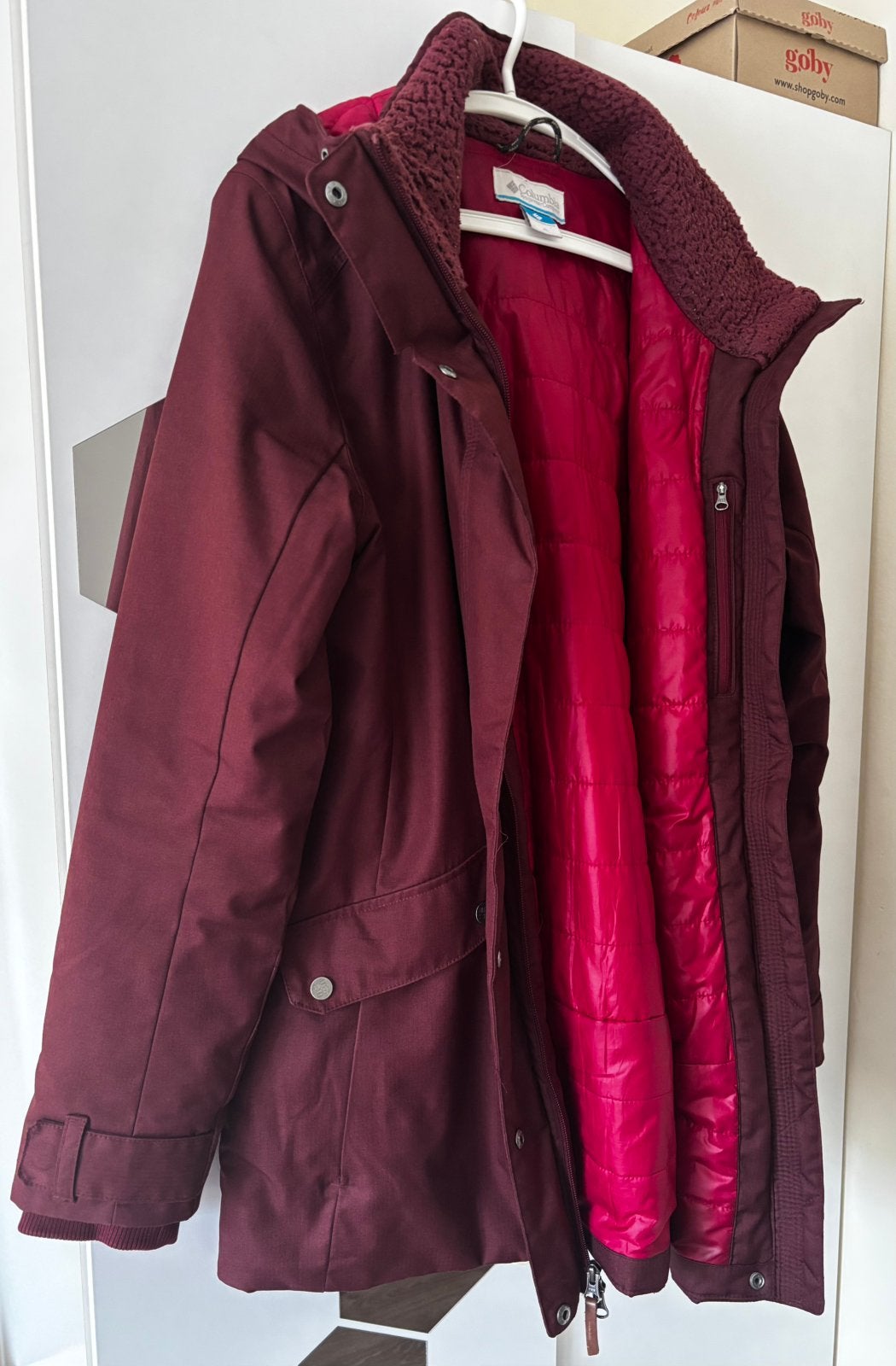 Bordeaux rode Columbia winterjas XL, Kleding | Dames, Jassen | Winter, Ophalen of Verzenden, Zo goed als nieuw, Maat 46/48 (XL) of groter