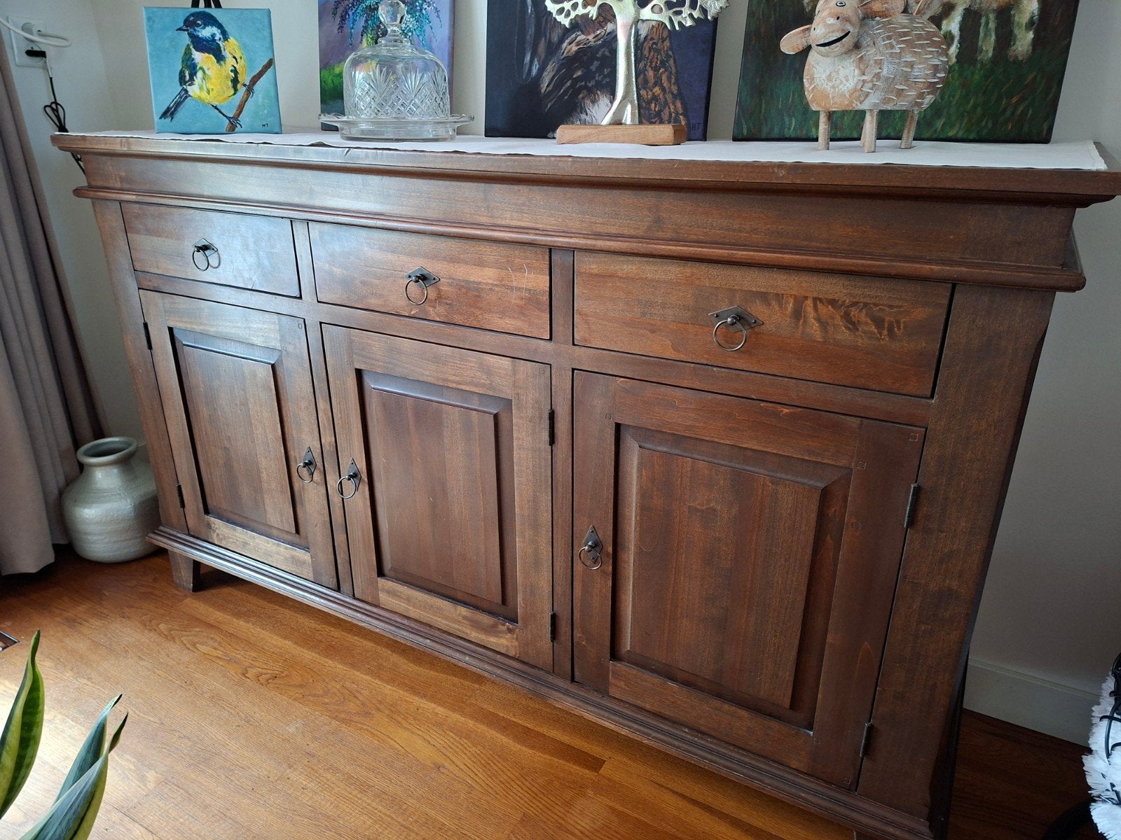 Massief houten dressoir met lades en deuren, Huis en Inrichting, Kasten | Dressoirs, Ophalen, Gebruikt, Met deur(en), Klassiek, Landelijk
