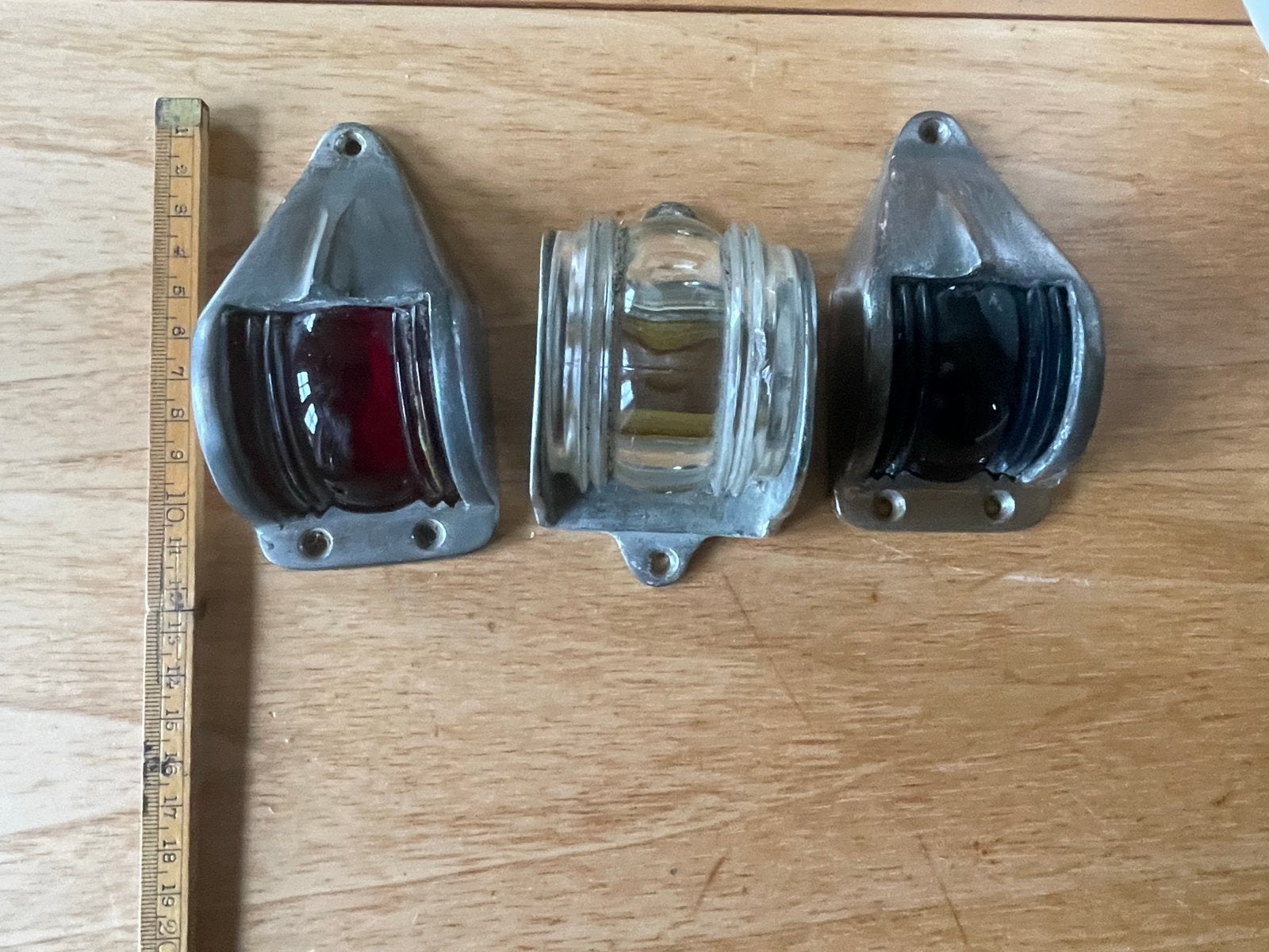 Authentieke set van 3 motorbootverlichting uit de jaren '50, Watersport en Boten, Ophalen of Verzenden, Gebruikt, Overige typen