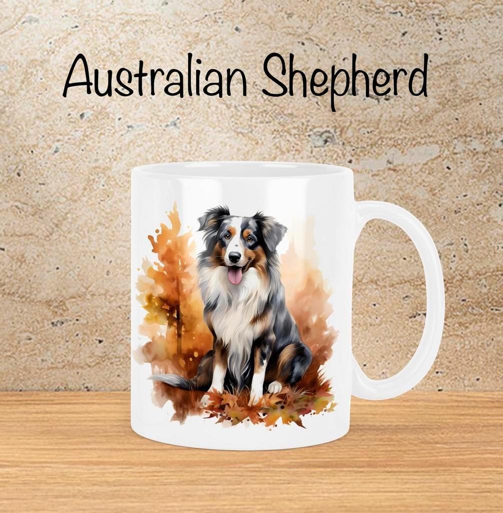 Australian Shepherd Herfstmok, Huis en Inrichting, Keuken | Servies, Nieuw, Kop(pen) en/of Schotel(s), Overige stijlen, Verzenden