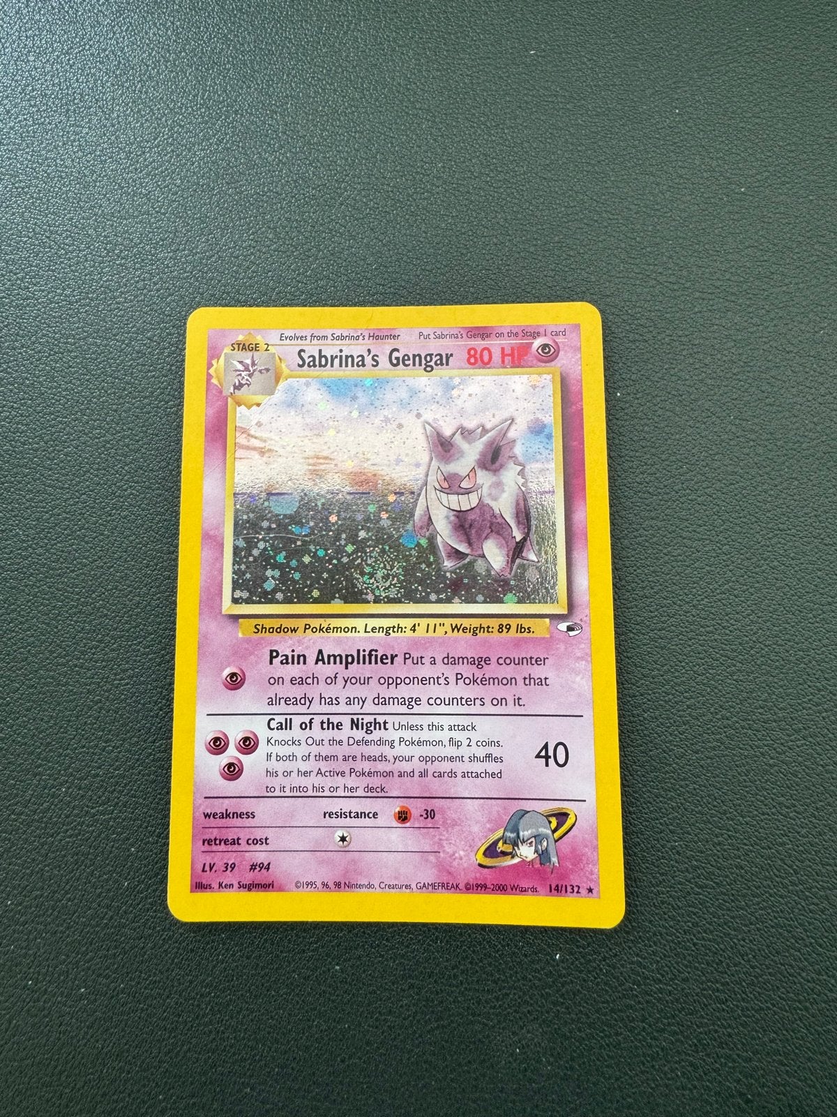 Sabrina's Gengar Gym Heroes Pokémon Kaart, Ophalen, Gebruikt, Losse kaart, Foil