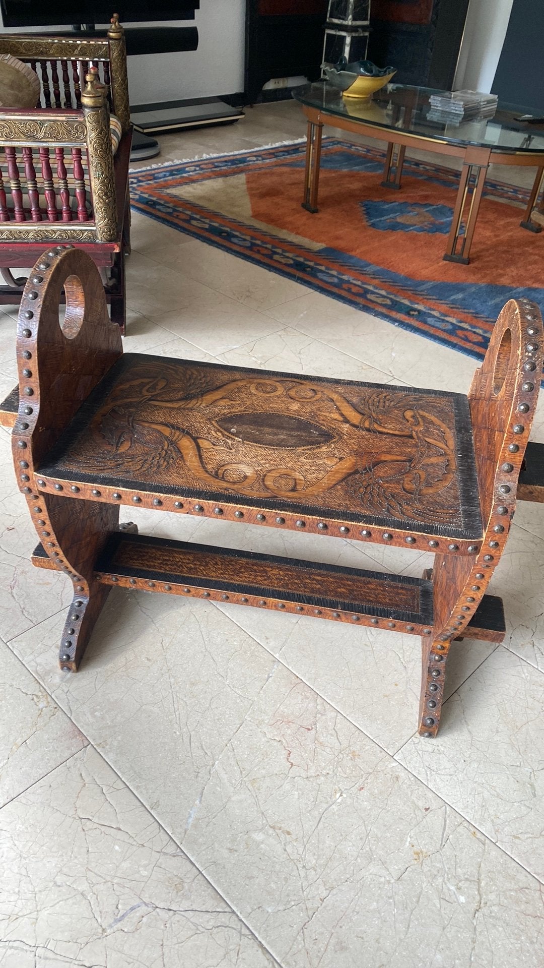 Hand crafts bankje, Antiek en Kunst, Antiek | Meubels | Stoelen en Banken, Ophalen