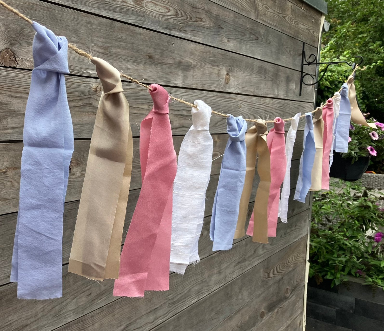 Slinger stof, lintjes, blauw/roze, babyshower, gender reveal, Ophalen of Verzenden, Zo goed als nieuw, Versiering, Geboorte of Huwelijk