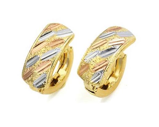 Oorbellen tricolor 14K goud - witgoud - rosé goud creolen, Sieraden, Tassen en Uiterlijk, Oorbellen, Overige materialen, Hangers