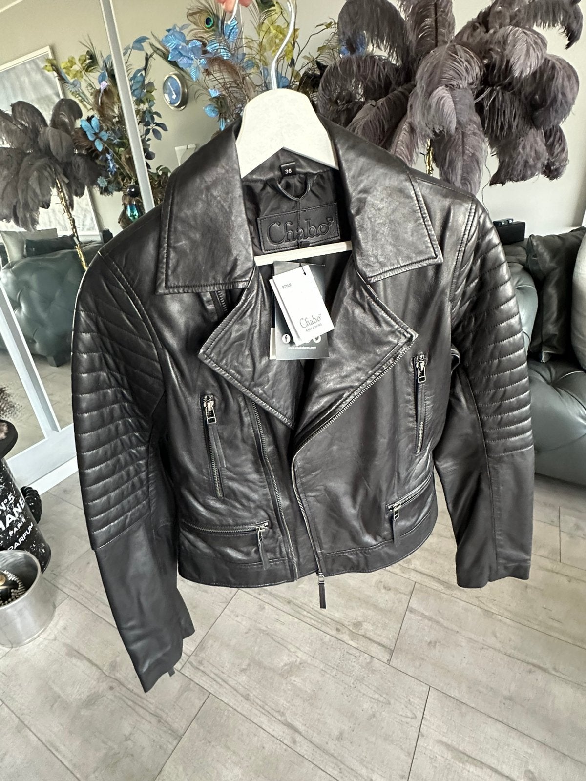 Chabo , super zacht leren jasje , ( nieuwprijs €280,-)  , 36, Ophalen of Verzenden, Nieuw, Maat 36 (S), Zwart