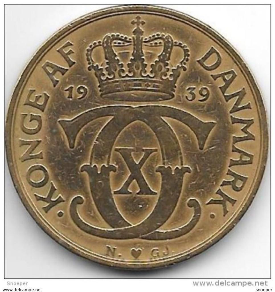 denmark 2 kroner 1939 km 825.2 vf, Verzenden, Overige landen, Losse munt