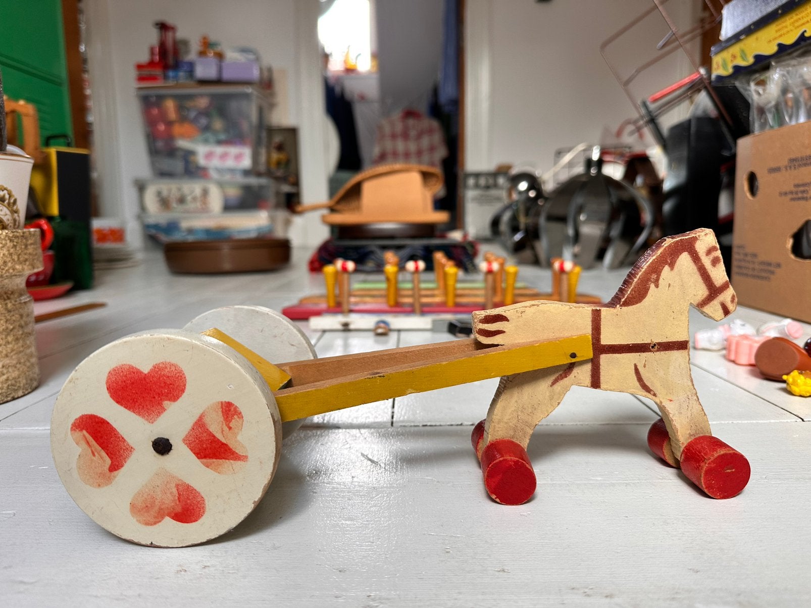 Trekpaardje Hout Paardje Blok Vintage, Antiek en Kunst, Antiek | Speelgoed, Ophalen of Verzenden