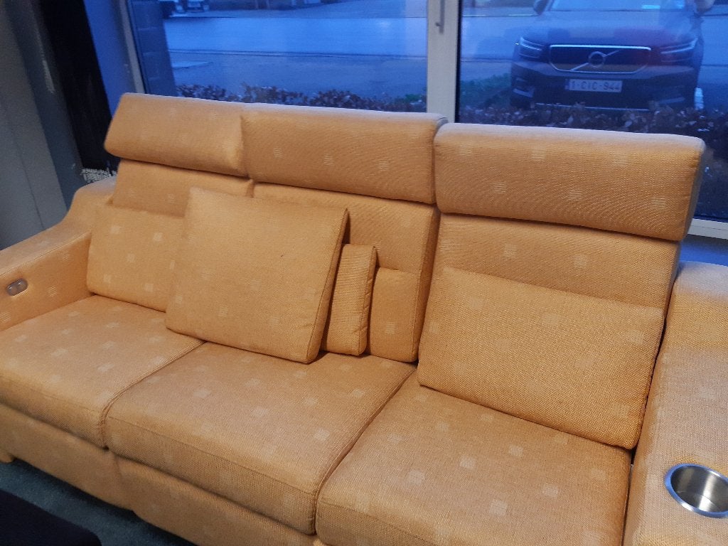 Bioscoop zetel 3-zit elektrisch verstelbaar, Huis en Inrichting, Fauteuils, Ophalen of Verzenden, Zo goed als nieuw, Leer, Hedendaags