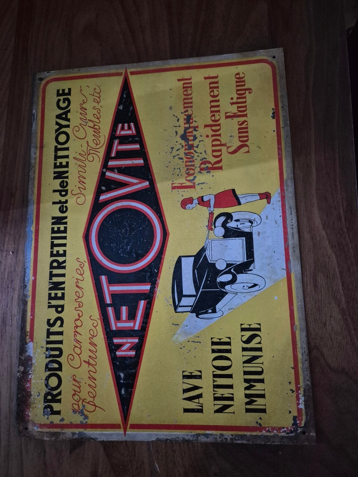 Vintage Netovite Reclamebord - Emaille Auto Reclame, Ophalen of Verzenden