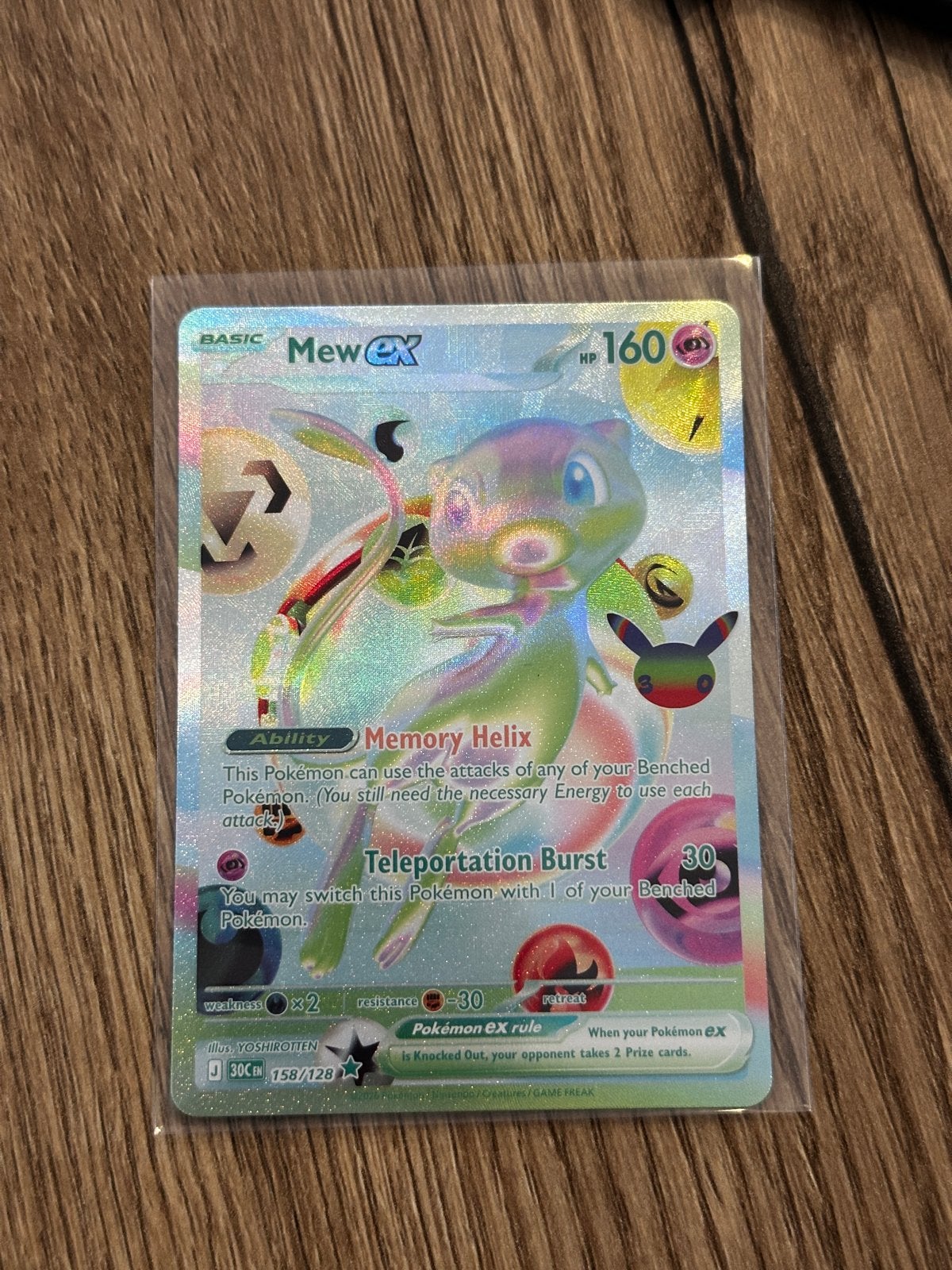 Pokemon 30th Mew EX 158/128 ( kans op PSA 10) - Super Clean!, Hobby en Vrije tijd, Ophalen, Zo goed als nieuw, Losse kaart, Foil