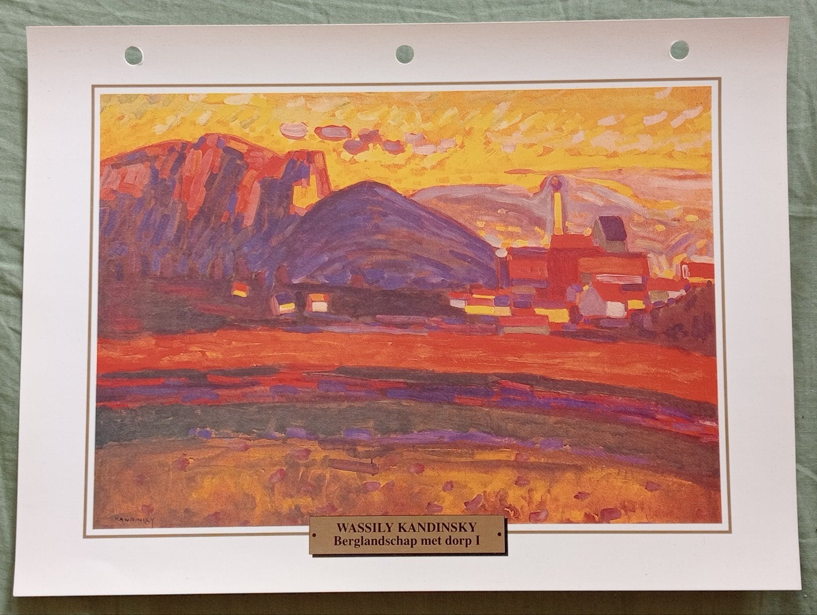Wassily Kandinsky Berglandschap met dorp print 1995, Verzamelen, Ophalen of Verzenden, 1980 tot heden, Overige onderwerpen