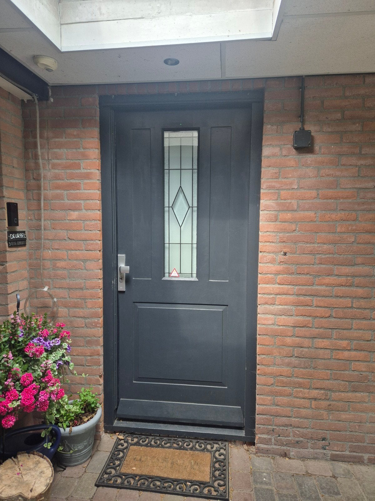 Donkergrijze Buitendeur met Glas en SKG-Keurmerk, Ophalen, Gebruikt, 200 tot 215 cm, Glas