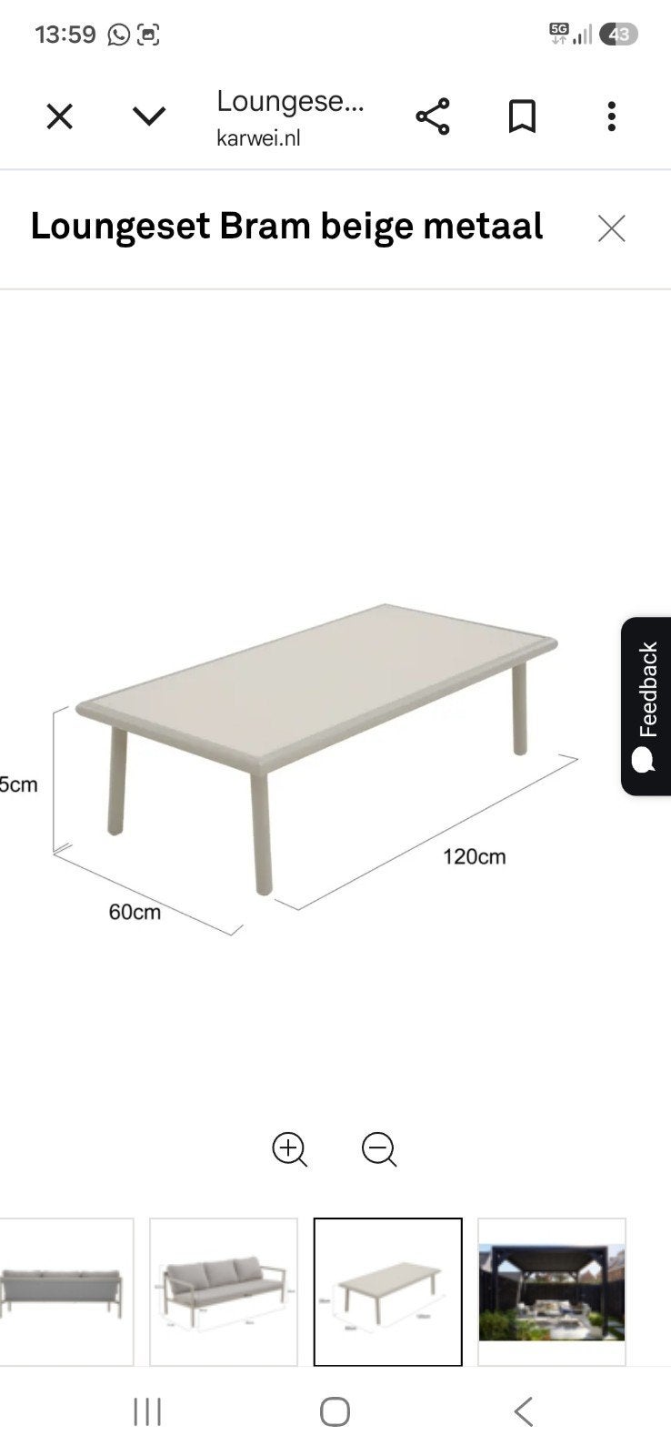 Karwei tafel met melkglas blad(van loungeset, Ophalen, Overige materialen, Bijzettafel, Nieuw