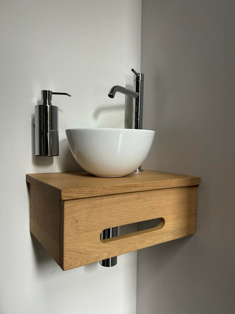Eikenhouten wastafel kastje (2), Huis en Inrichting, Badkamer | Badkamermeubels, Minder dan 50 cm, Nieuw, Ophalen of Verzenden