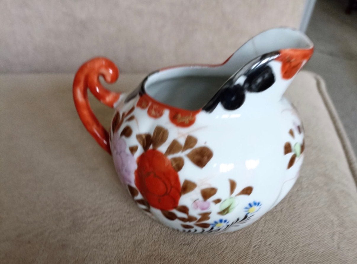 Antiek Melkkannetje met Bloemmotief en 4 bordjes!, Ophalen of Verzenden