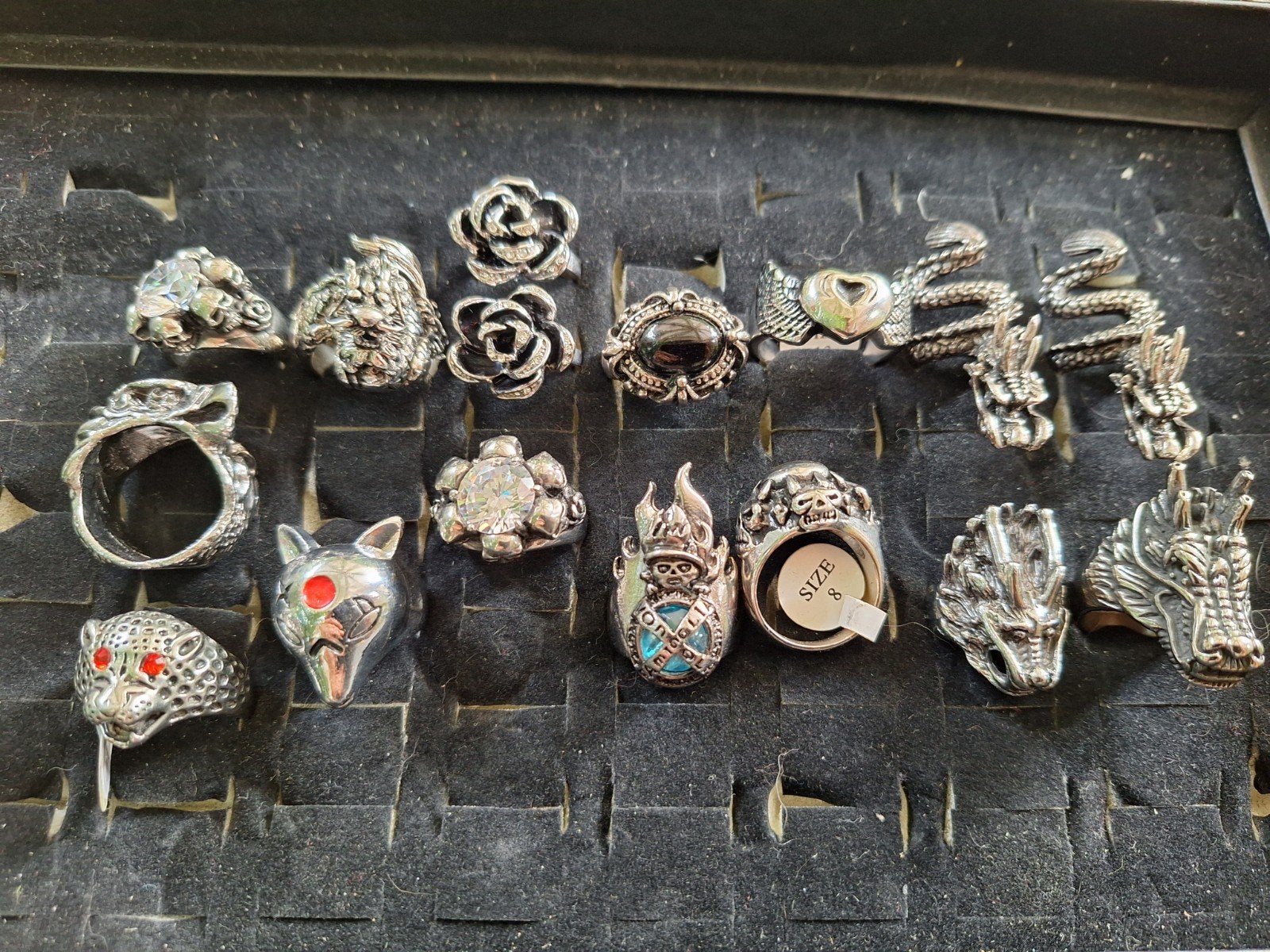 16 RVS Ringen Dames/Heren - Gothic, Metal, Bikers (Nieuw), Sieraden, Tassen en Uiterlijk, Ringen, IJzer of Staal, Nieuw, Ophalen of Verzenden