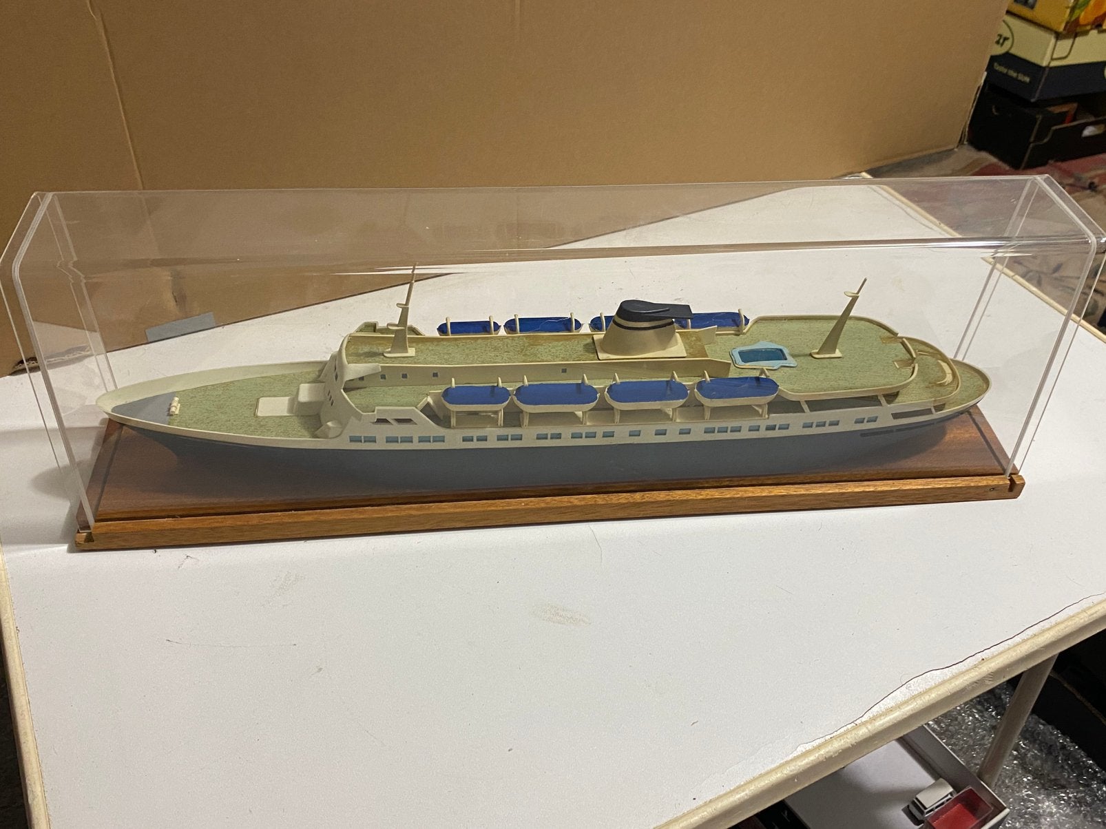 Modelship/vintage “stella Oceanis” Griekse rederij -53cmL, Verzamelen, Scheepvaart, Zo goed als nieuw, Ophalen of Verzenden