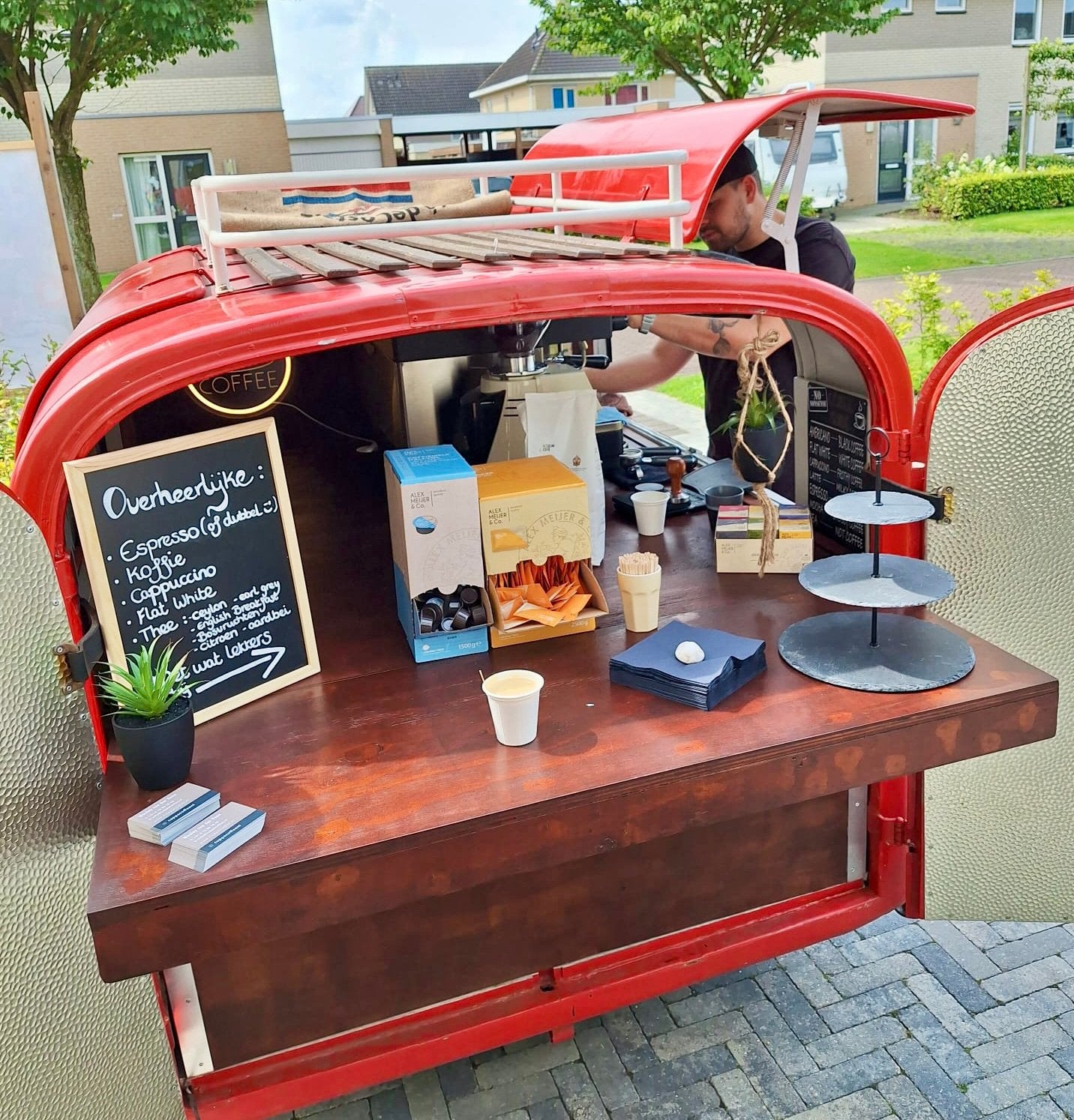 Te koop:Unieke mobiele koffiebar compleet – direct inzetbaar, Ophalen, Gebruikt