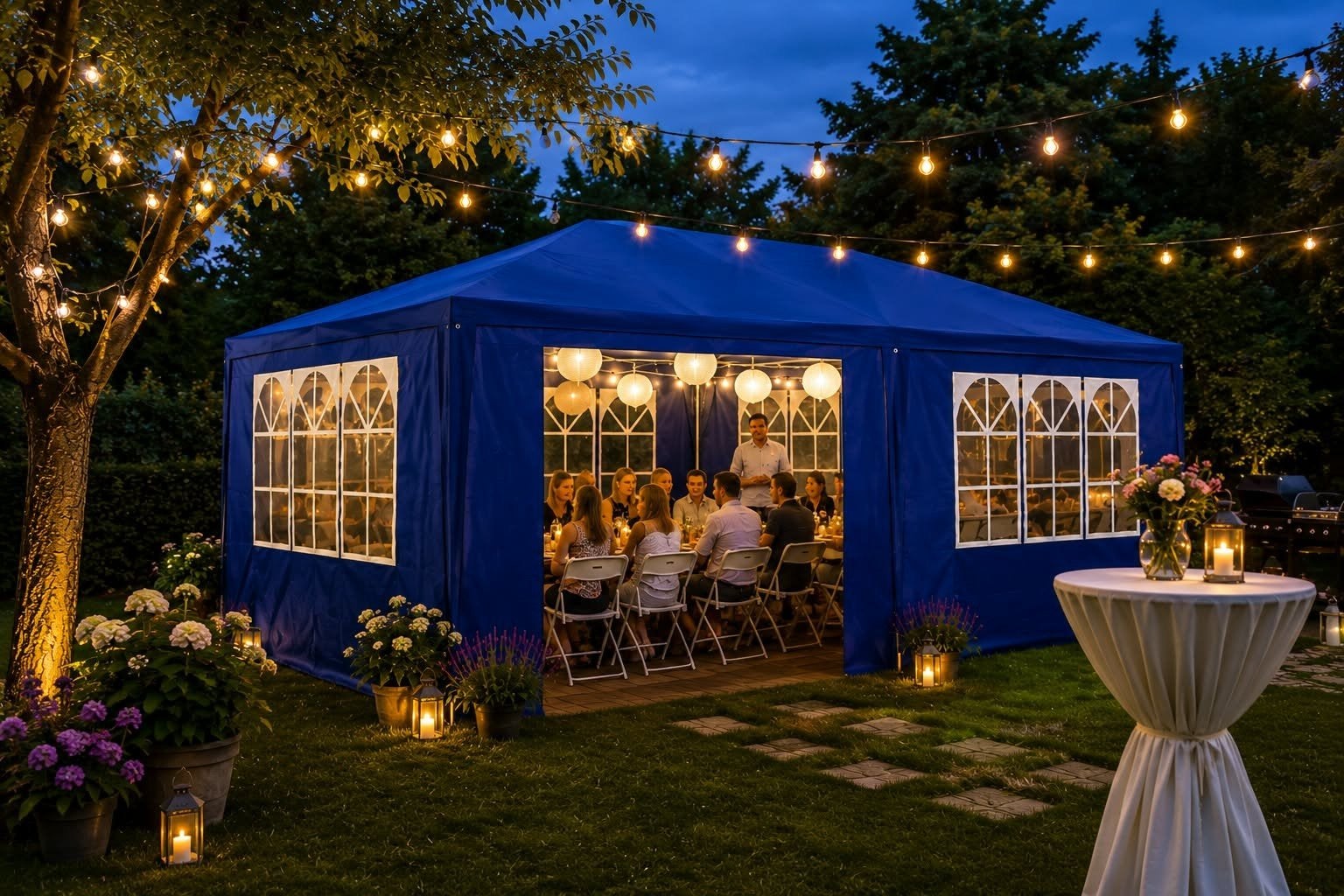 Partytent/paviljoen 3x6 meter met zijwanden - blauw, Ophalen of Verzenden, 5 tot 8 meter, Minder dan 4 meter, Partytent