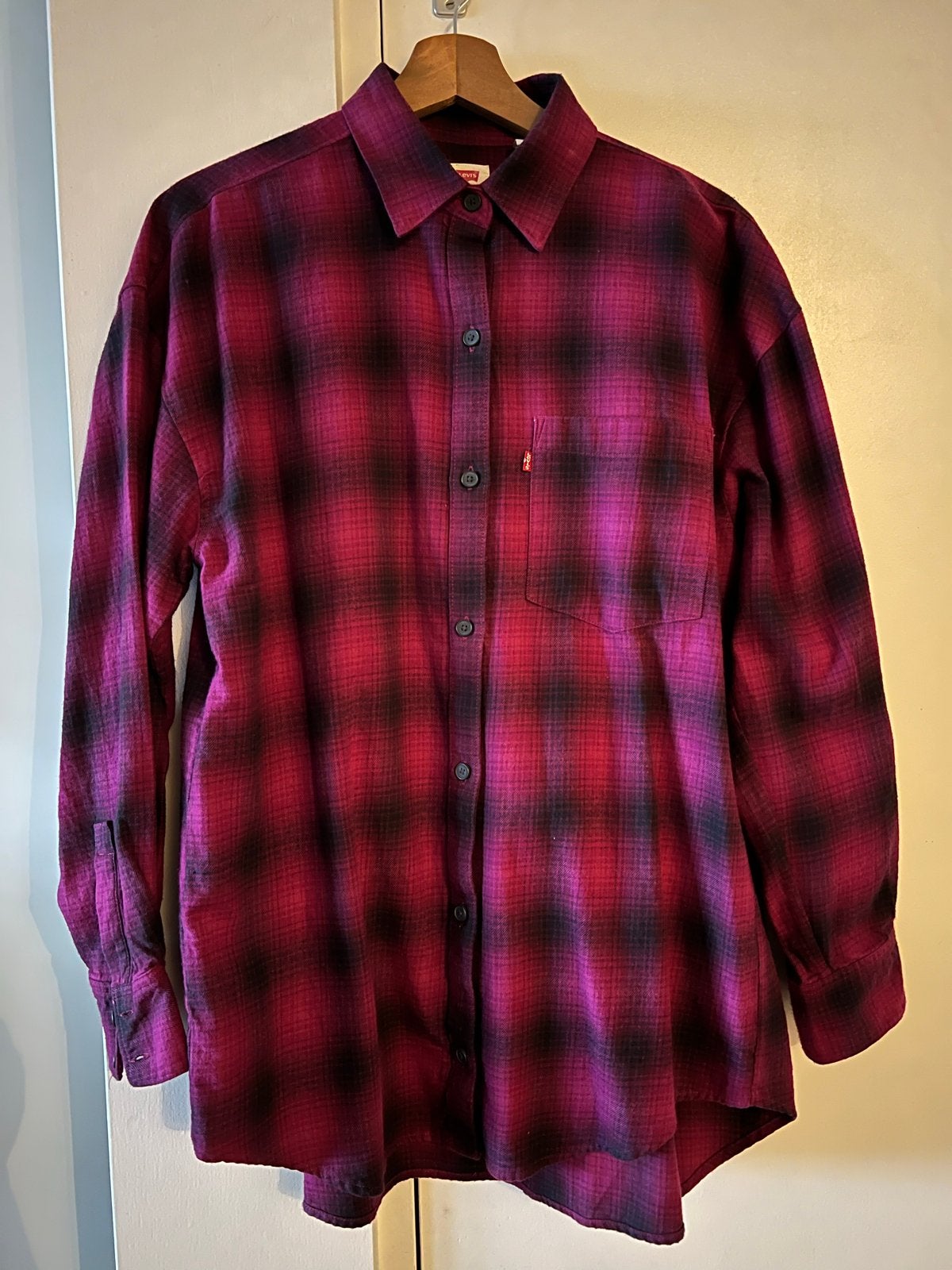 Levi's geruit flanellen overhemd - Maat M, Ophalen of Verzenden, Zo goed als nieuw, Maat 38/40 (M), Roze