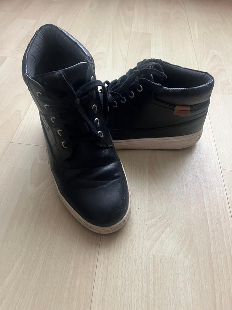 Zwarte leren schoenen Quick, Verzenden, Zwart, Gedragen, Veterschoenen