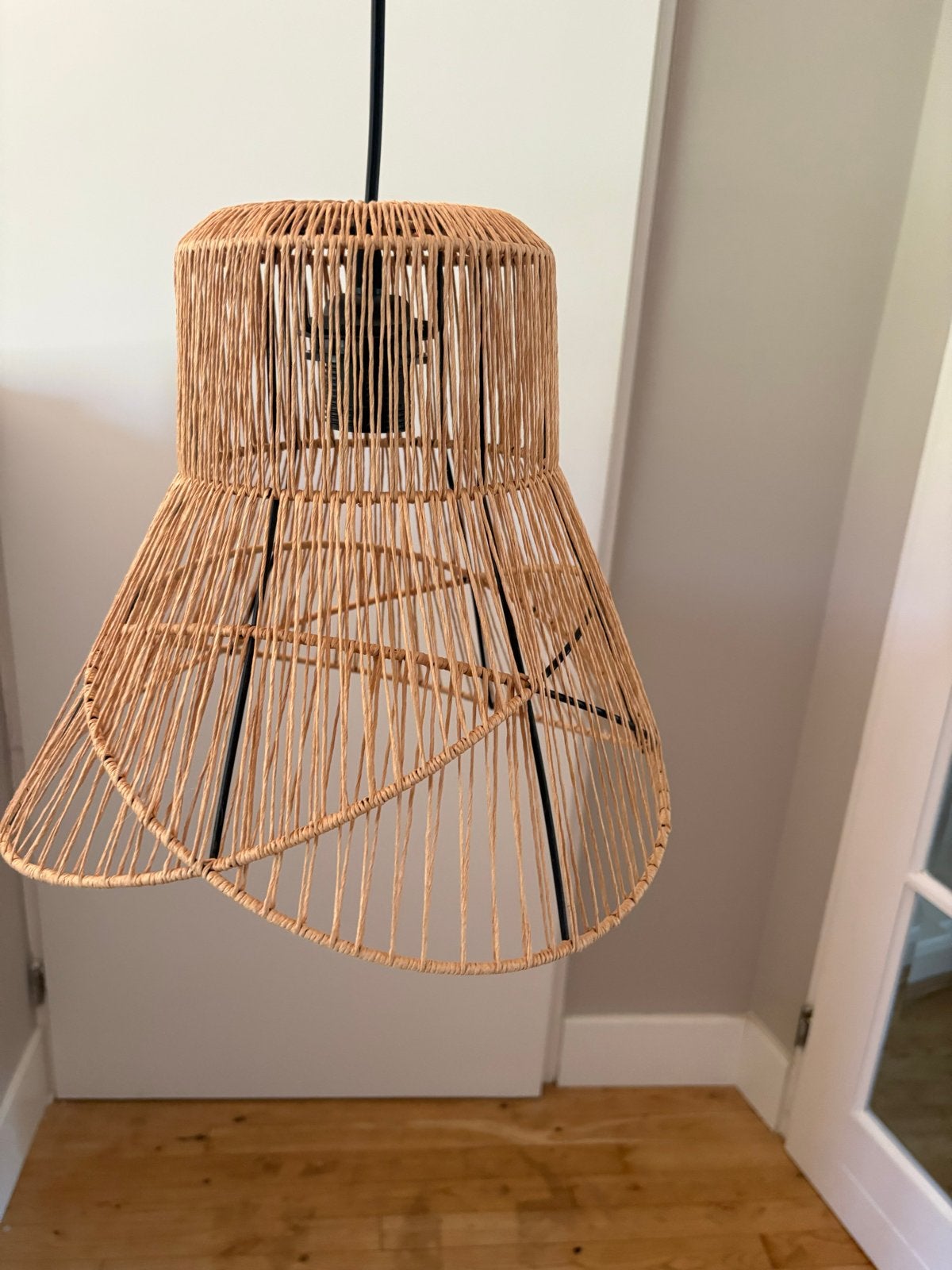 Rieten hanglamp Kwantum, 30 cm, Ophalen, Gebruikt, Overige materialen, Minder dan 50 cm