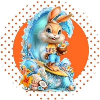 L2937 icing frosting surf bunny konijn 20cm eetbare print, Ophalen of Verzenden, Nieuw, Taarten, Versiering