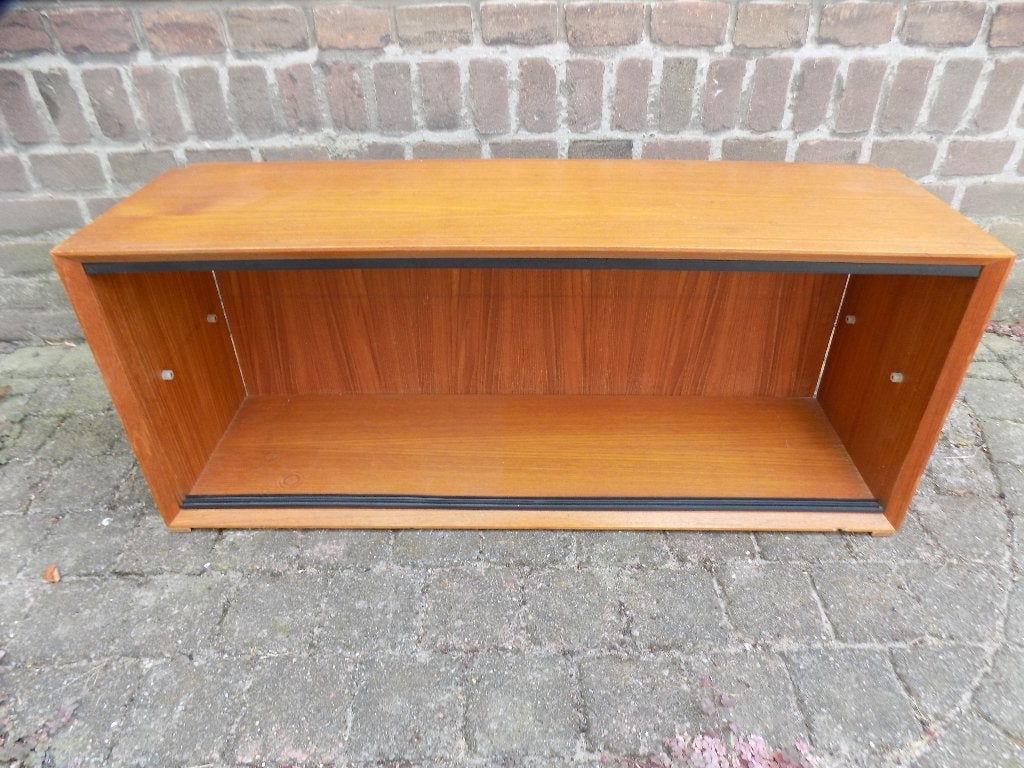Topform wandmeubel vitrinekastje teak vintage, Ophalen, Gebruikt, 25 tot 50 cm, Minder dan 150 cm