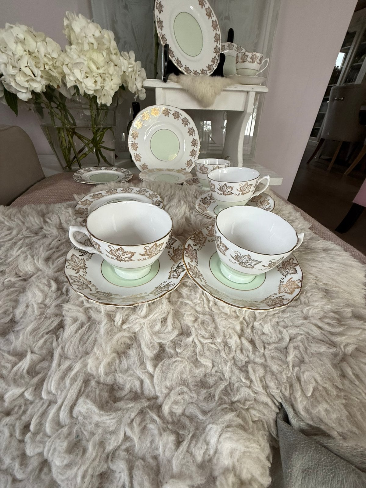 Royal Vale bone China mint goud 5 pers koffie thee taart, Ophalen