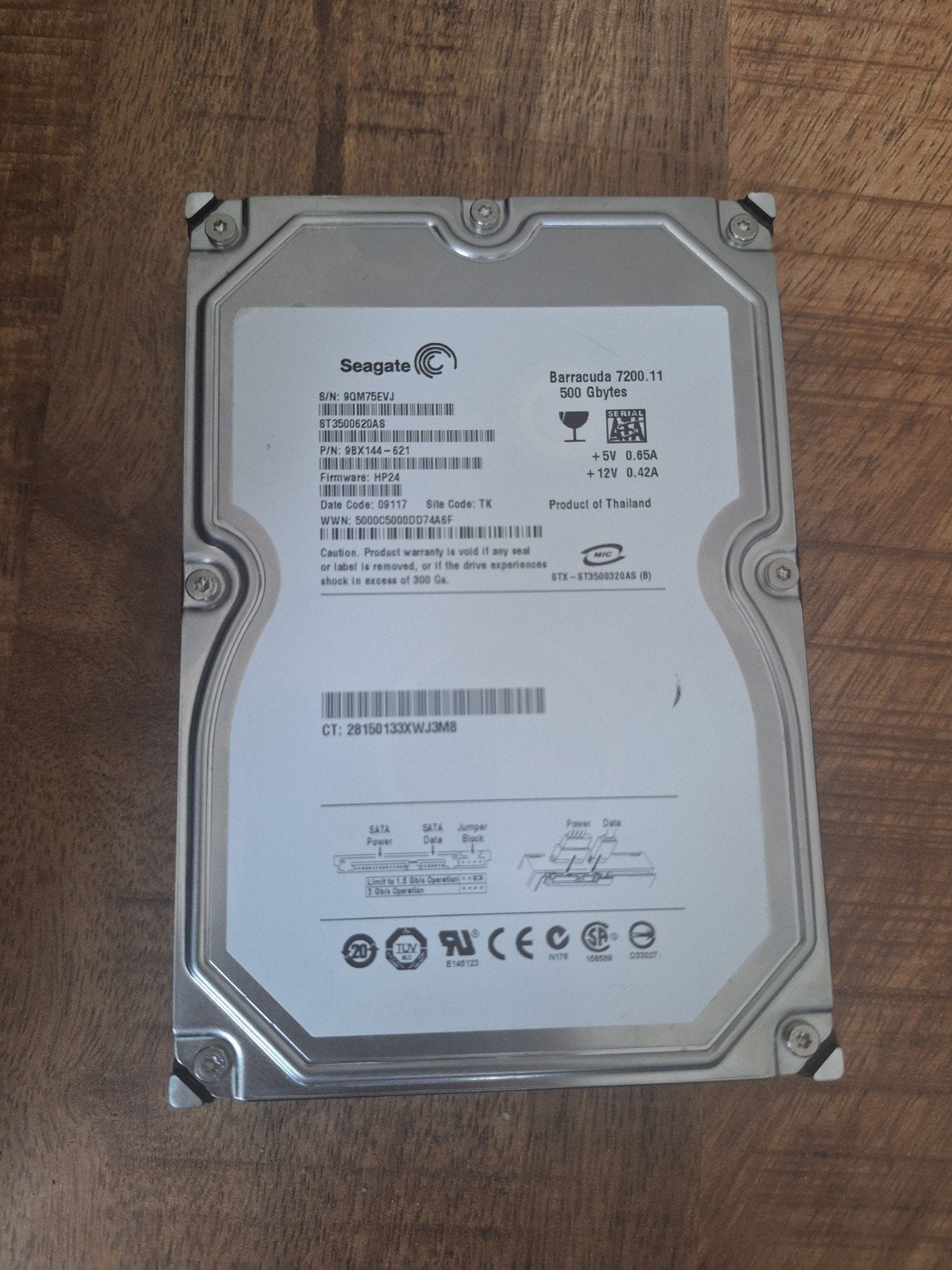 Seagate Barracuda 7200.11 500GB SATA HDD, Computers en Software, Harde schijven, Intern, Gebruikt, Server, Ophalen of Verzenden