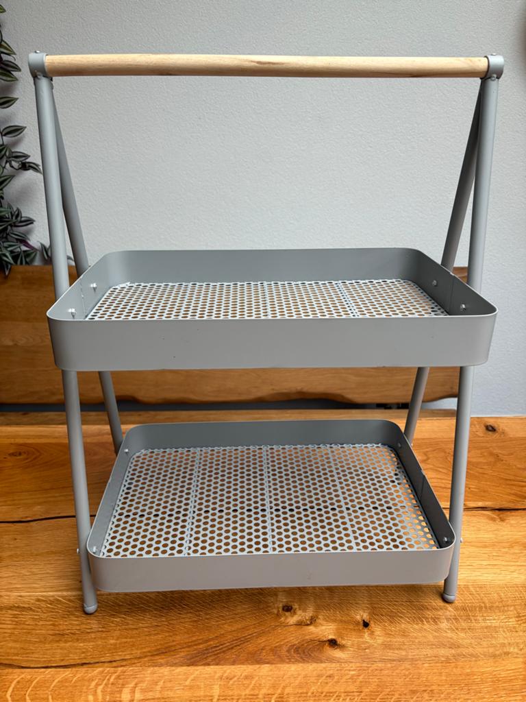 Metalen etagère - 2 lagen, 60 cm hoog, Ophalen of Verzenden, Gebruikt