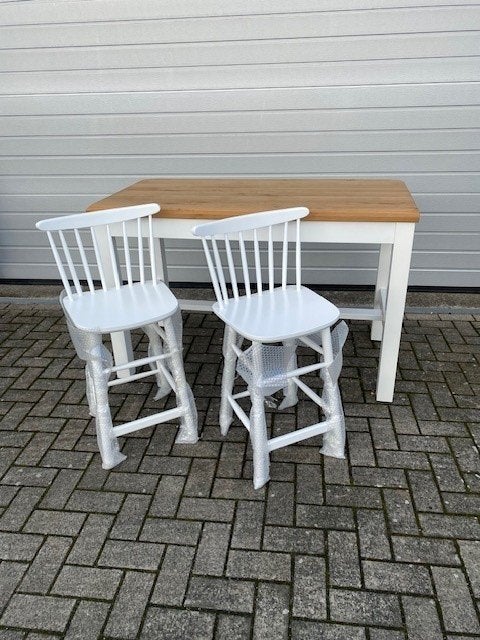 mooie bistro thonet sta tafel eiken met krukken fameg 140x70, Ophalen