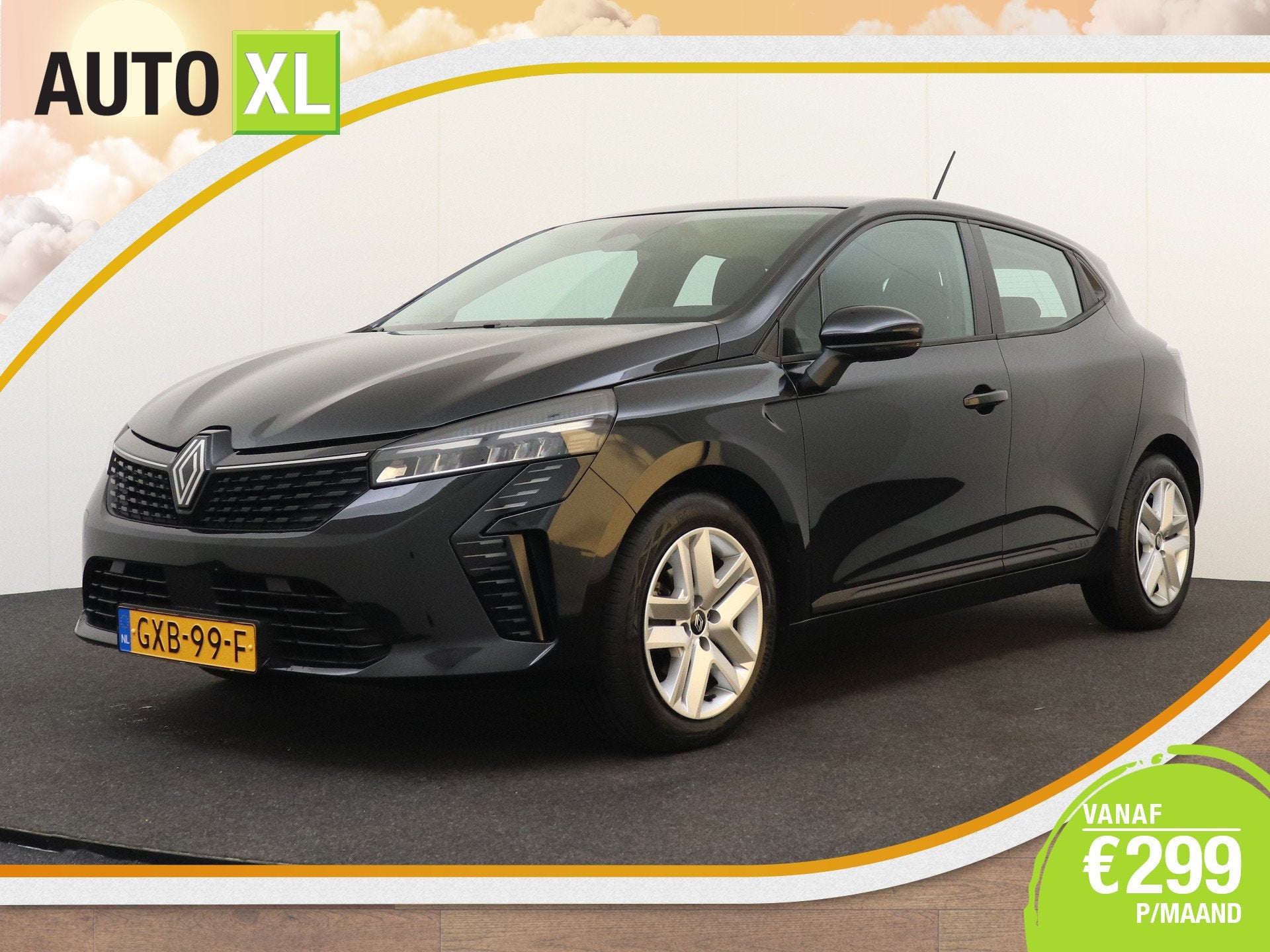 Renault Clio 1.0 TCe 92 PK Evolution Half-Leder/Sportstoelen, Auto's, Voorwielaandrijving, Gebruikt, Leder en Stof, Zwart