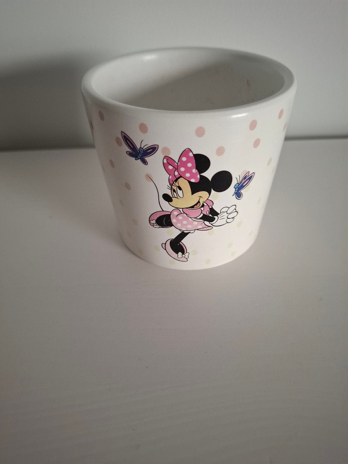 Minnie Mouse bloempot 8x7,5 cm, Ophalen of Verzenden, Zo goed als nieuw, Steen/keramiek