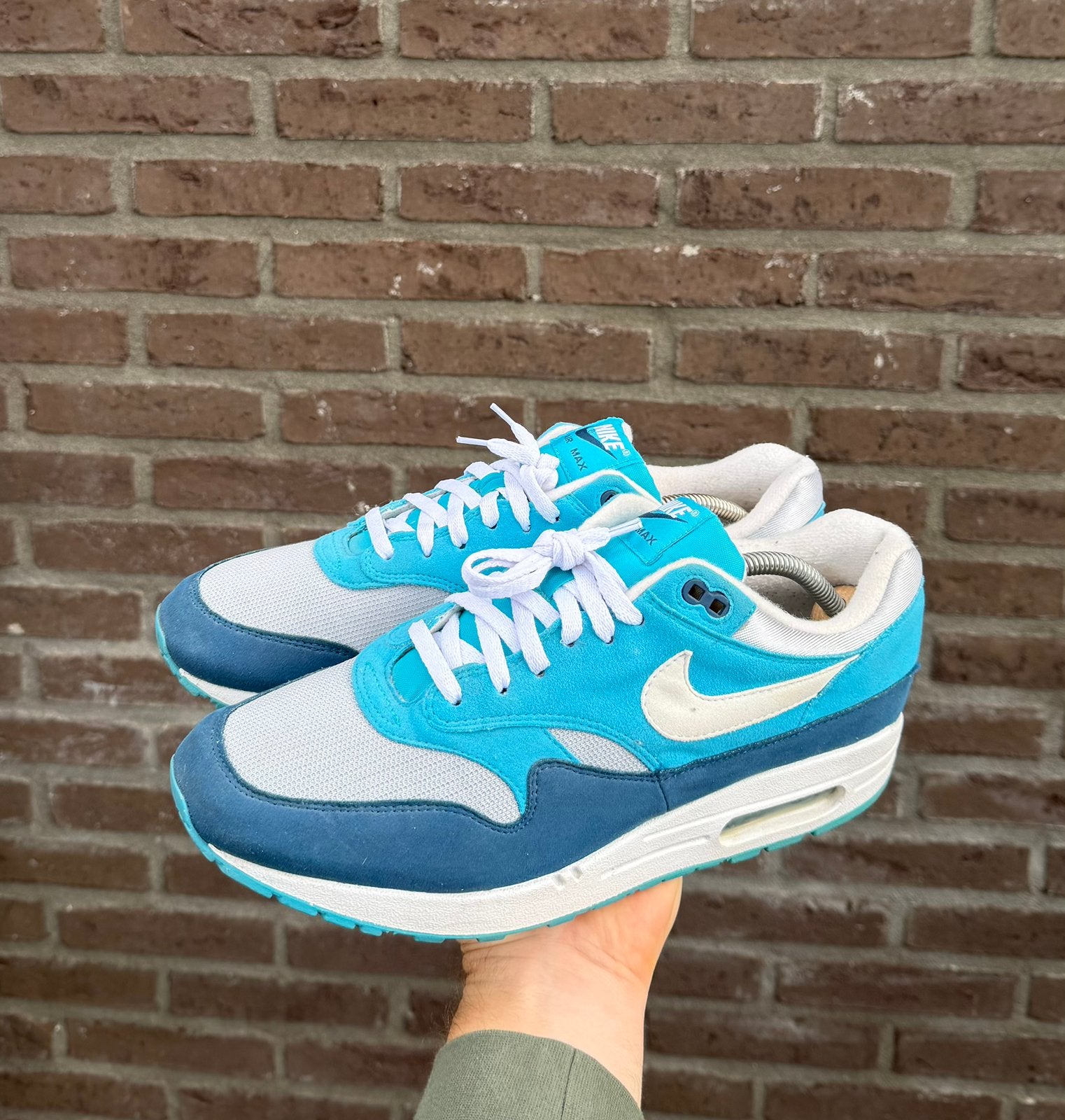 Nike Air Max 1 Blue Fury, Ophalen of Verzenden, Zo goed als nieuw, Overige kleuren, Sneakers of Gympen