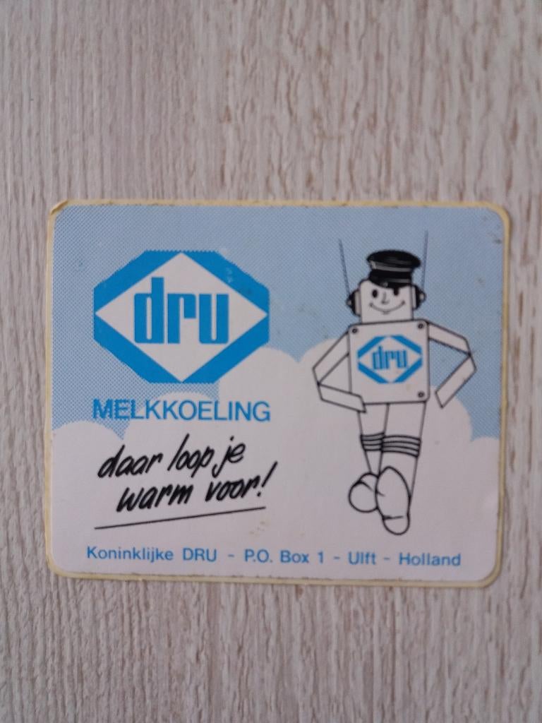 sticker dru melkkoeling daar loop je warm voor, Ophalen of Verzenden, Zo goed als nieuw, Merk