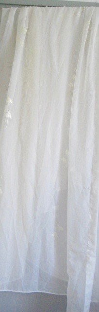 1 GROTE LUXE WITTE MOOIE VITRAGE ,MET KLEINE GLANZEND DECORA, Vitrage, Plooiafwerking, Wit, 247 cm