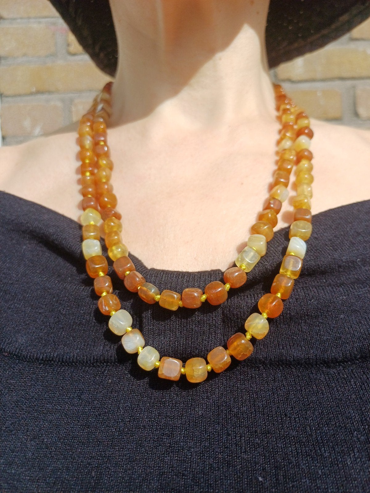 Vanoli Lange collier / ketting van honing agaat, Daiva1973@hotmail.com, Vanoli, Amsterdam, Geel