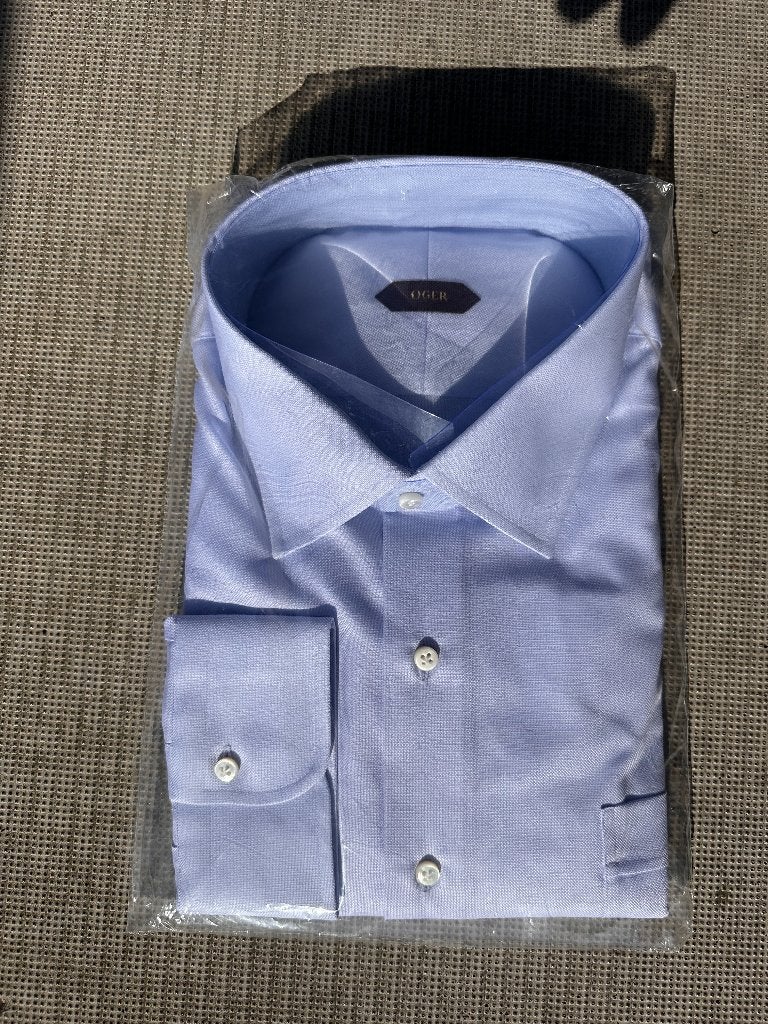 OGER OGÉR Gloednieuw Lichtblauw Azuur Overhemd 5XL, Ophalen of Verzenden, Nieuw, Blauw, Overige halswijdtes